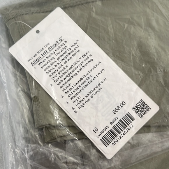NWT Lululemon Align Short *6" Rosemary Green s16 - Picture 7 of 7